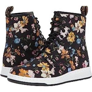 Dr. Martens Darcy Floral Newton 8-Eye Boot in Black Darcy Floral Fine Canvas